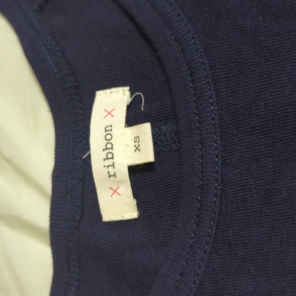 Plenty/ Ribbon Navy Blue 3/4 Sleeve Dress - Picture 3 of 8